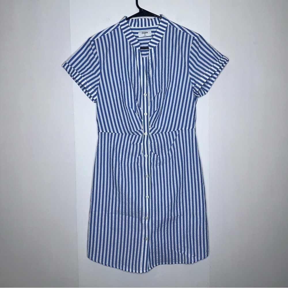 UNTUCKit Womens Cybil cotton seersucker striped shirt dress size 4